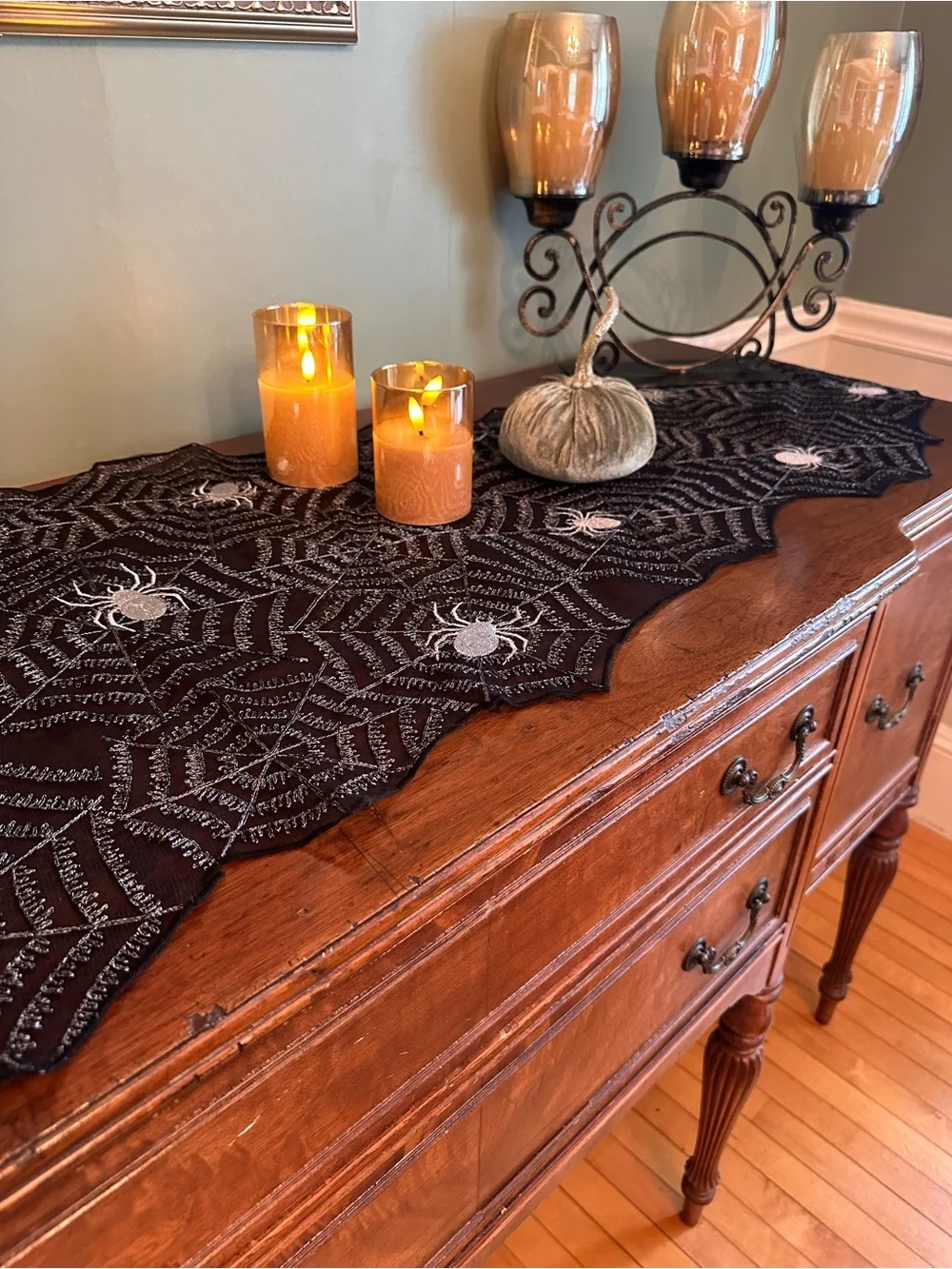 Halloween Spiderweb Table Runner - Black - Home Dining - NEW